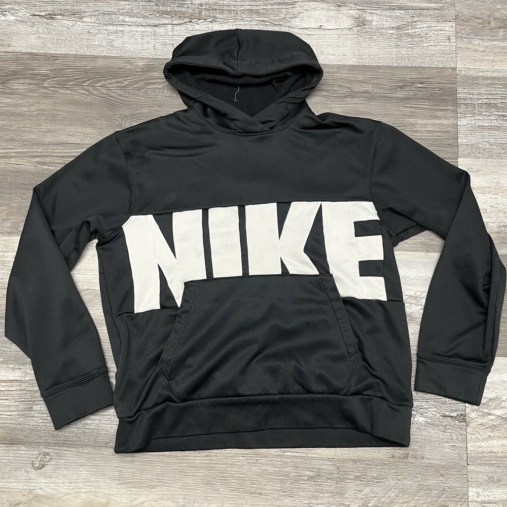 Nike Womens Hoodie Medium Blue Aqua Long Sleeve Therma‎ Fit Logo Spellout Top